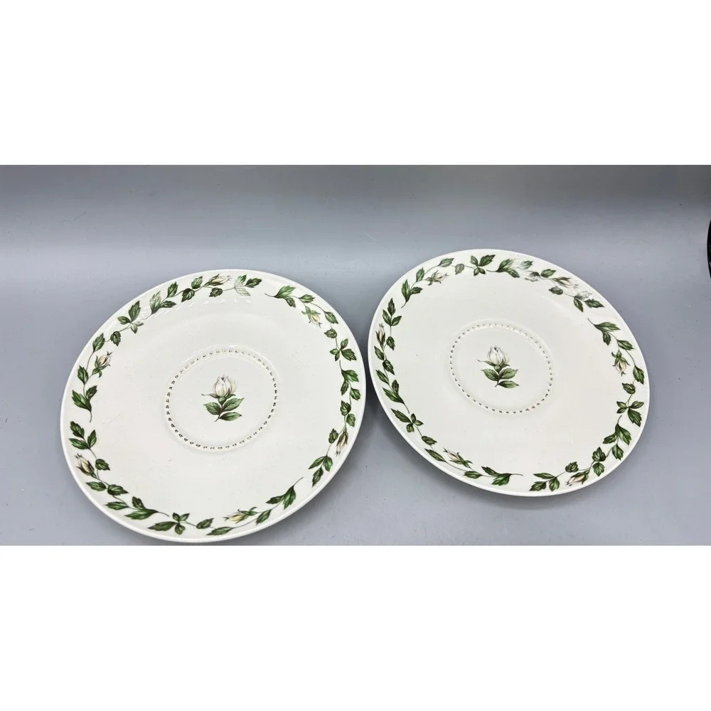 Hall China Cameo Rose Tea‎ Cup and Saucer Set of 2 Vintage Floral Gold Trim